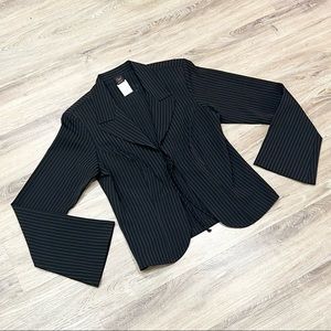 Vintage Y2K 90s tie front pin stripe wrapper blazer